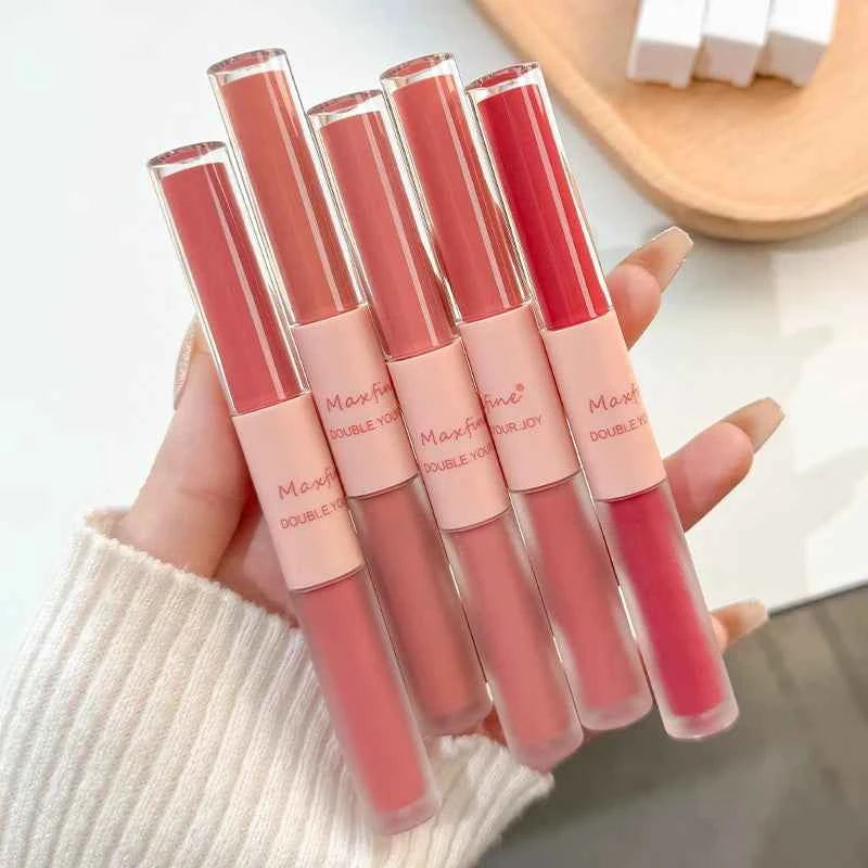 Matte Mirror Double Ended Lip Gloss Velvet Texture And Jelly Texture Moisturizing And Easy To Apply Lip Liquid Lipstick - 