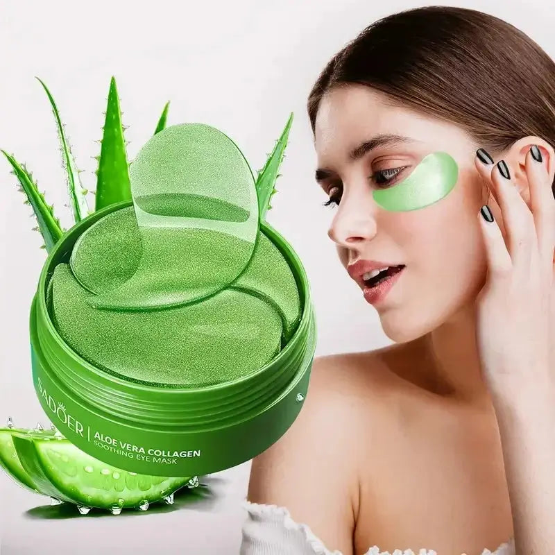 60pcs SAODER Aloe Vera Collagen Eye Mask Anti Dark Circles Eyes Bags Moisturizing Firming Eye Patches Eyes Skin Care Products Aurora Glow Avenue