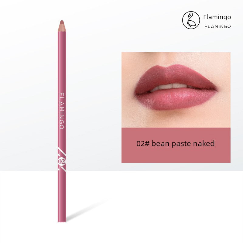 Flamingo Lip Liner Female Waterproof Makeup Non-Decolorizing Hook Line Lip Pencil Matte Bean Bag Painting Lipstick Handy Gadget Genuine Goods 02# bean paste naked New arrival