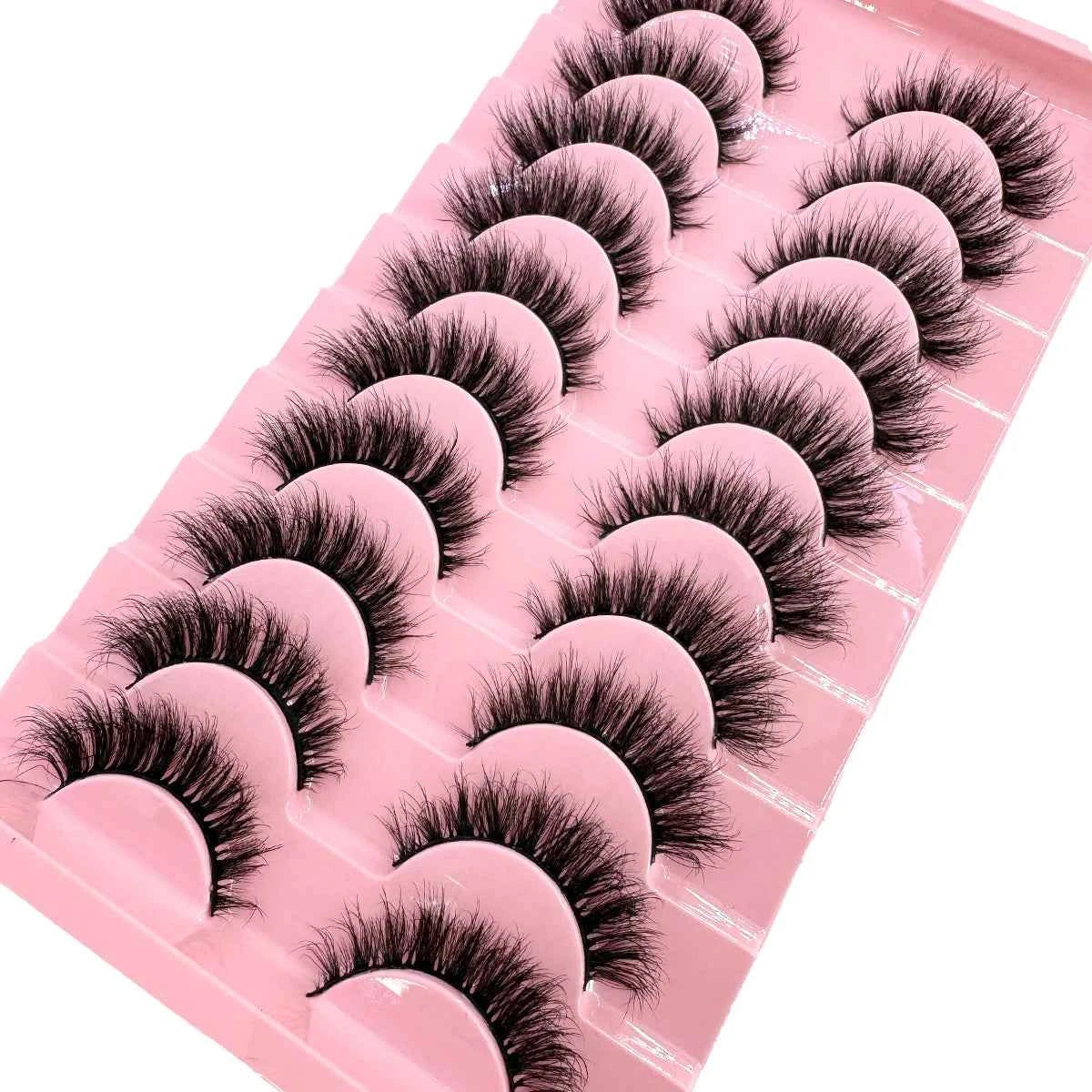 10 Pairs Faux Mink Eyelashes Handmade False Eyelashes Natural Nude Makeup Simulation Cross Messy Eye 3D Curly Eyelashes 10Pairs 9-6