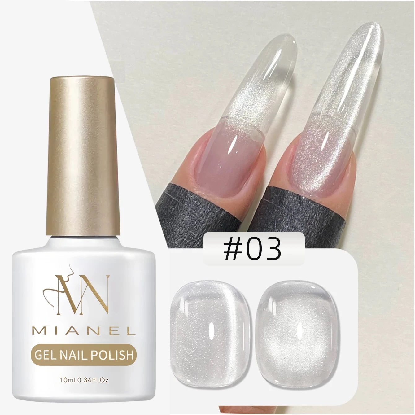 MIANEL 1-6pcs 12ML Christmas Nails Galaxy White Glass Bead Cat Eye Gel Nail Polish Super White Nails Nail Art Nail Supplies 93Abaijinglingmaoy03