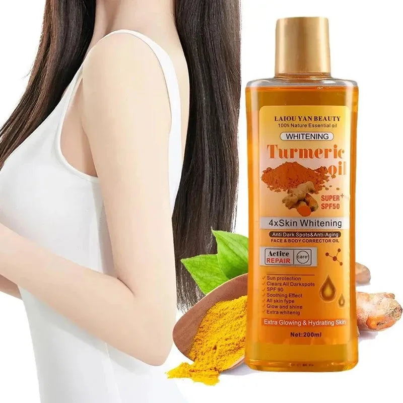 1/2PCS 200ml Turmeric Essential Oil Ginger Deep Hydration Moisturizer Nourishing Smoothing Face Serum Oil Moisturizer Skin Care