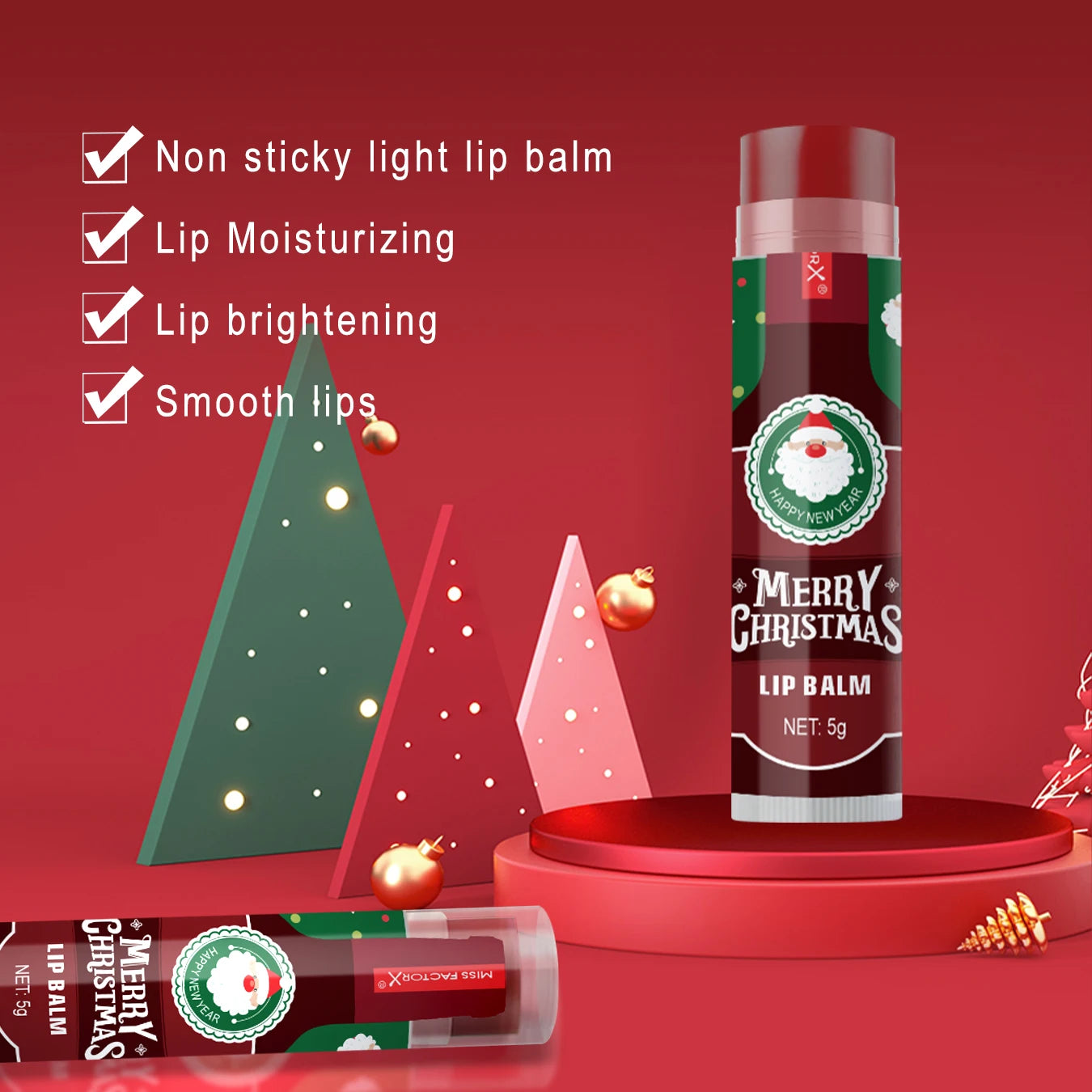 8pcs Colored lipstick Set - Christmas hot red wine with lasting taste, moisturizing and glassy luster