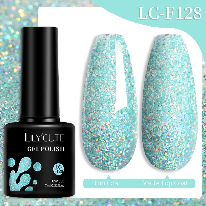LILYCUTE 7ML Colorful Gel Nail Polish 129 Colors Long Lasting For Manicure Semi Permanent Base Top Coat Nail Art UV Gel Va...
