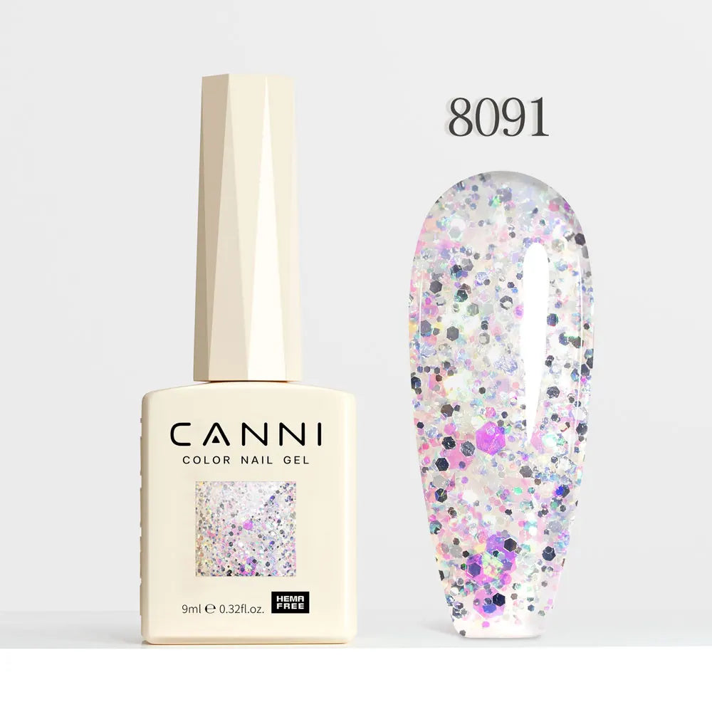 #8013 CANNI Nail Gel Polish Hema Free Super Glossy Glitter Cat Eye Gel Diamond Top Coat Semi Permanent Soak Off UV LED Varnish Aurora Glow Avenue