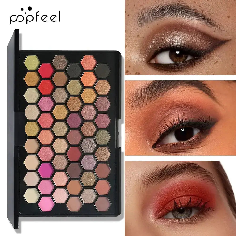 POPFEEL 54-Color Eyeshadow Palette - Versatile Earth Tones & Vibrant Rainbow Shades in One Compact - Create Endless Makeup Looks Aurora Glow Avenue