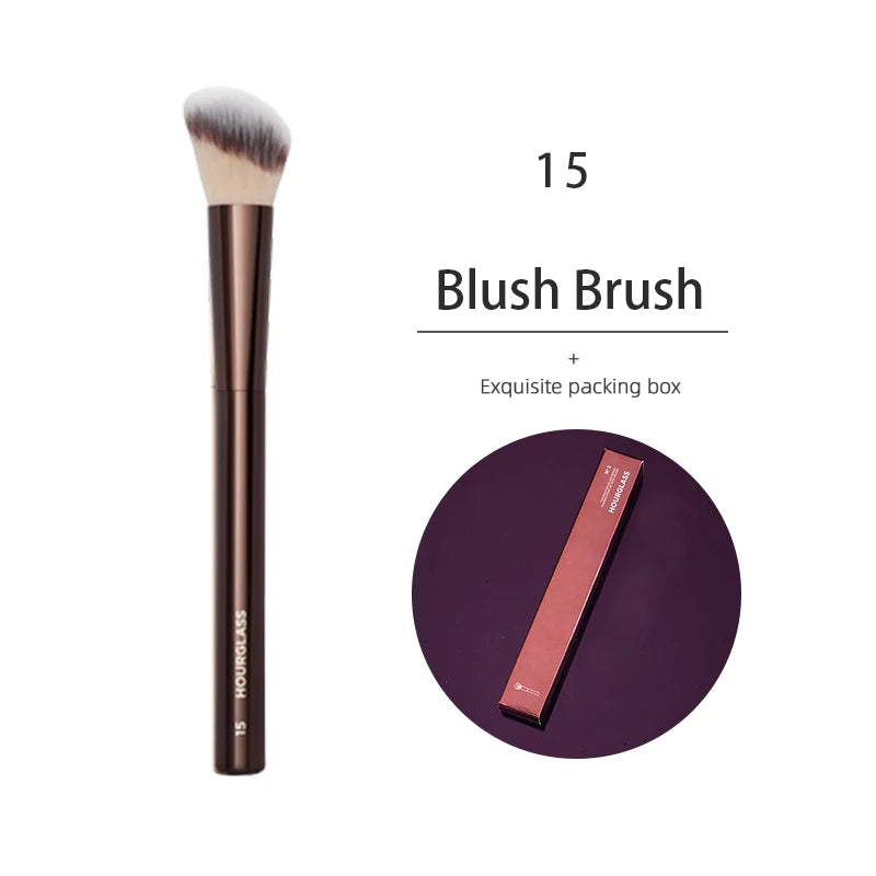 HOURGLASS No. 15 Liquid Blush Brush, Angled Contour Brush, Loose Powder Brush, Professional beauty tools