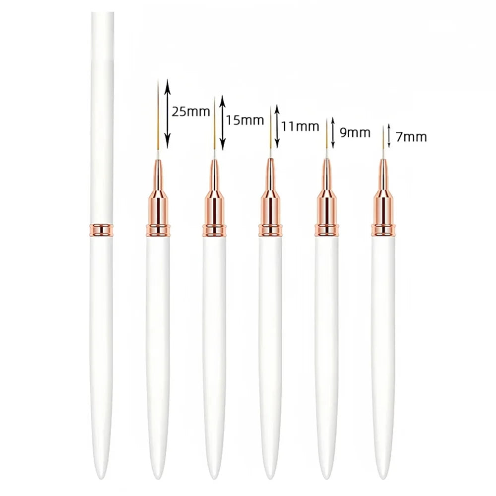 Nail Brush Pen 5pcs/set Nail Art Liner Brushes Set Elongated Striping Drawing Professional B054-white