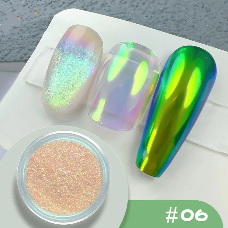 Holographic Mirror Mermaid Nail Glitter Powder - 19 Colors FT259-6 - 