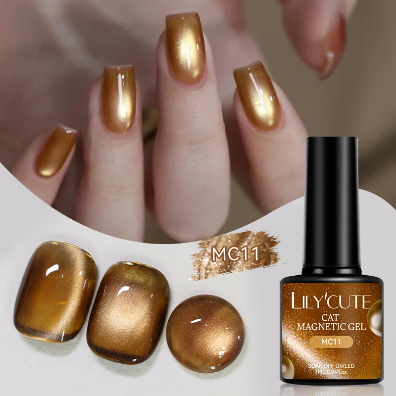 LILYCUTE 7ml Aurora Cat Magnetic Gel Nail Polish Reflective Magnet Gel Varnishes Semi Permanent UV Gel For Nail Art Manicu...