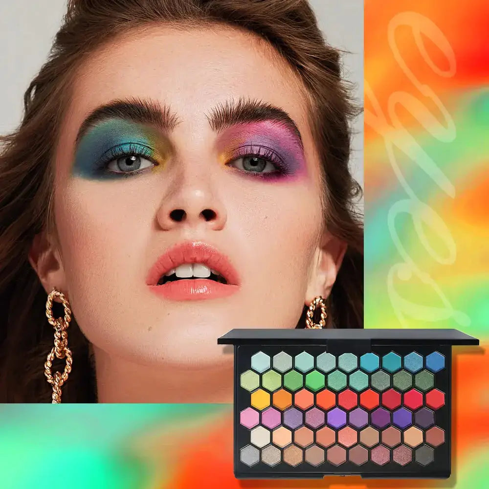 POPFEEL 54-Color Eyeshadow Palette - Versatile Earth Tones & Vibrant Rainbow Shades in One Compact - Create Endless Makeup Looks Aurora Glow Avenue