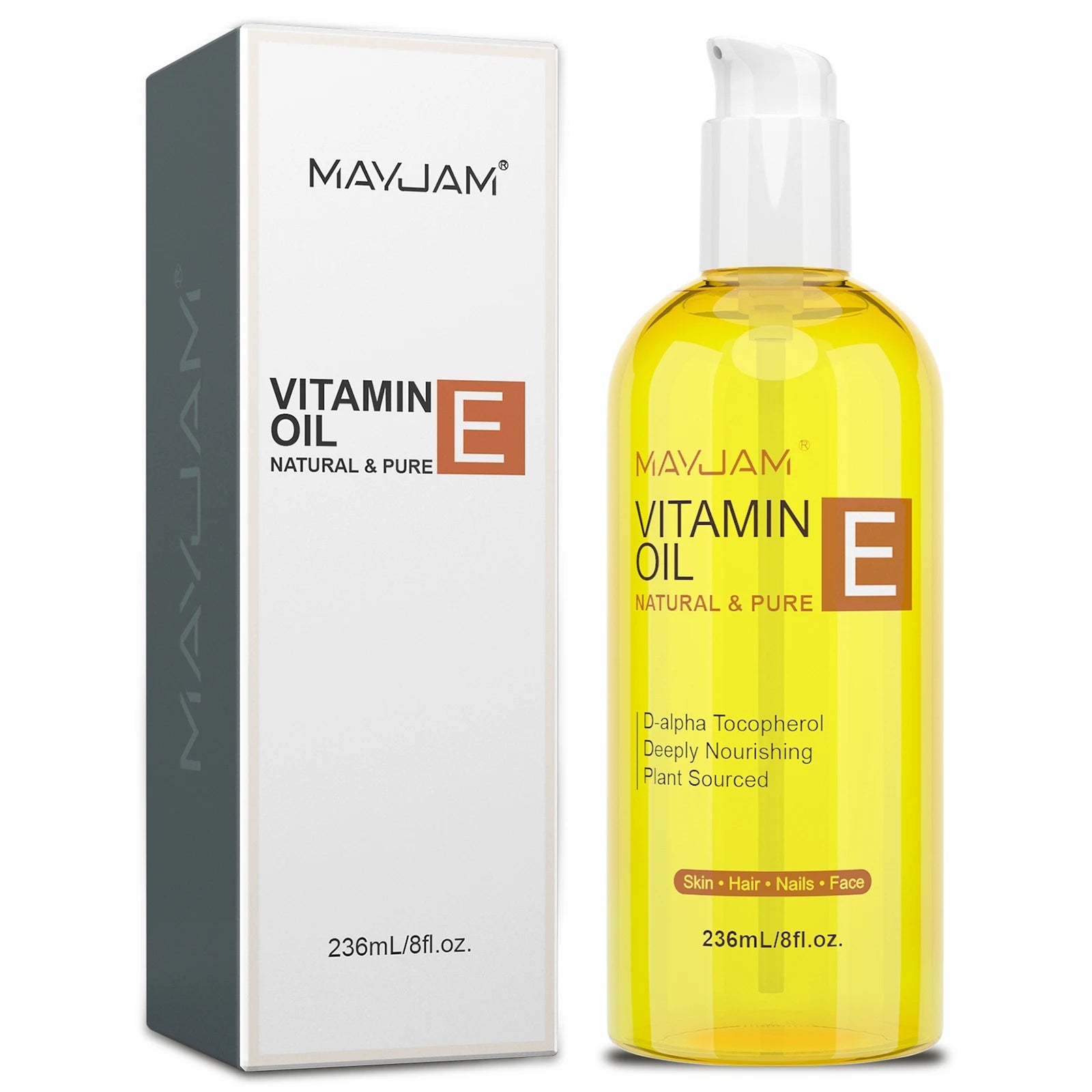 MAYJAM Natural & Pure Vitamin E Oil Skincare Moisturizing Brighten Skin Tone 118ml 236ml Face Care Oil 236ml Vitamin E Oil...