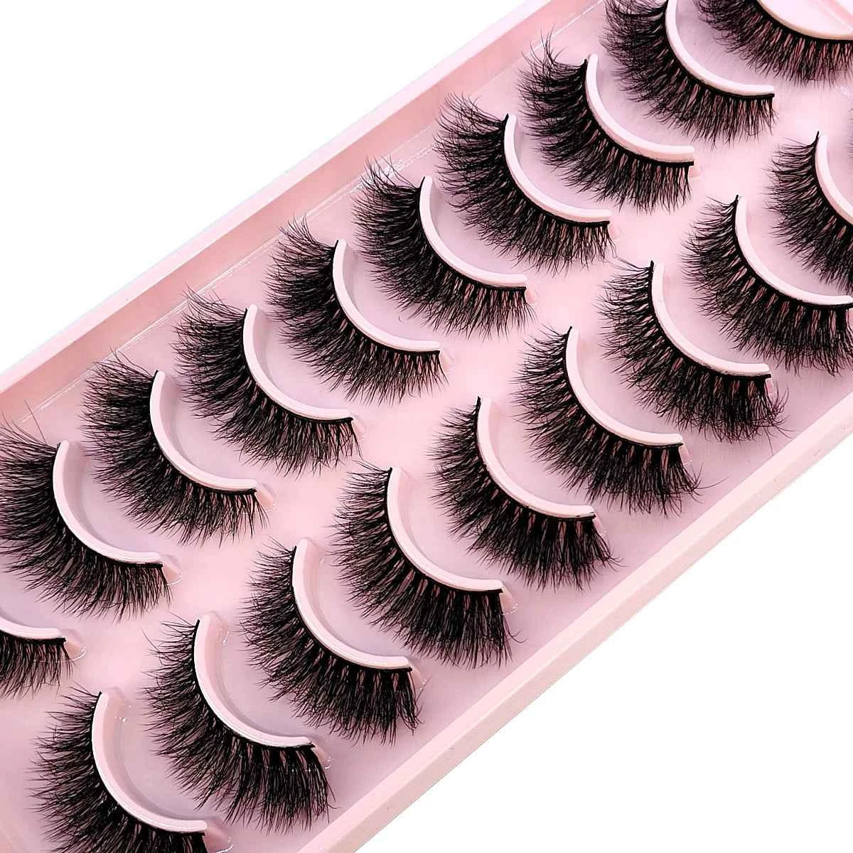10 Pairs Faux Mink Eyelashes Handmade False Eyelashes Natural Nude Makeup Simulation Cross Messy Eye 3D Curly Eyelashes 10 pairs FA-15