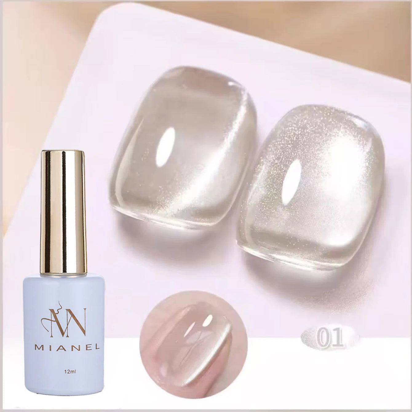 MIANEL 1-6pcs 12ML Christmas Nails Galaxy White Glass Bead Cat Eye Gel Nail Polish Super White Nails Nail Art Nail Supplie...