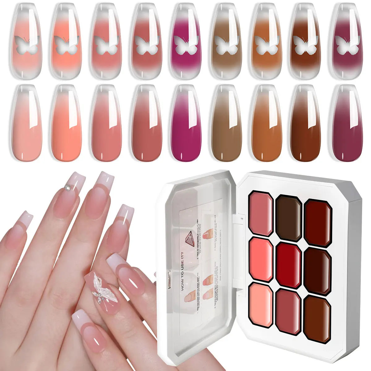 LIMEGIRL 9 Color Gradient Painting Gel Nail Art Gradient Color DIY Design Gel Quick Flower Paint Engraving Gel Nail Polish...