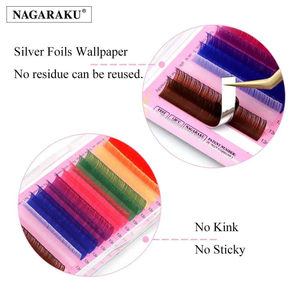 NAGARAKU 16rows macaron 8 Colors Rainbow Colored Eyelash Extension Faux Mink color eyelashes colorful eyelash maquiagem ci...