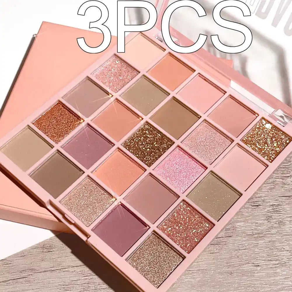 25-color eye shadow tray, oatmeal milk tea tray, sparkling powder, pearl sequins, gentle orange brown, affordable eye shad...