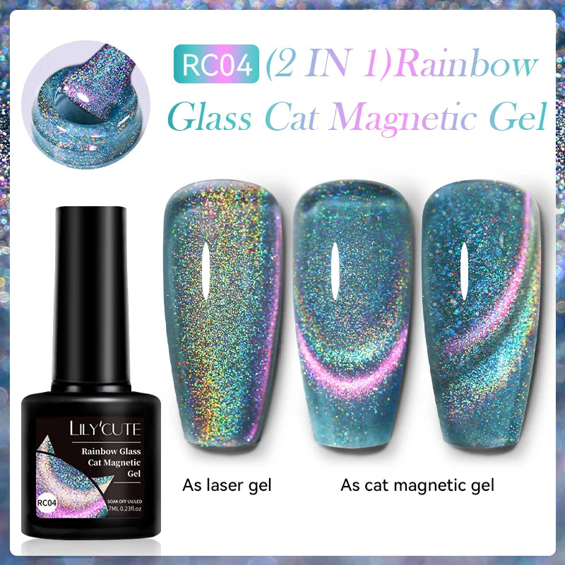 LILYCUTE 7ml Aurora Cat Magnetic Gel Nail Polish Reflective Magnet Gel Varnishes Semi Permanent UV Gel For Nail Art Manicu...