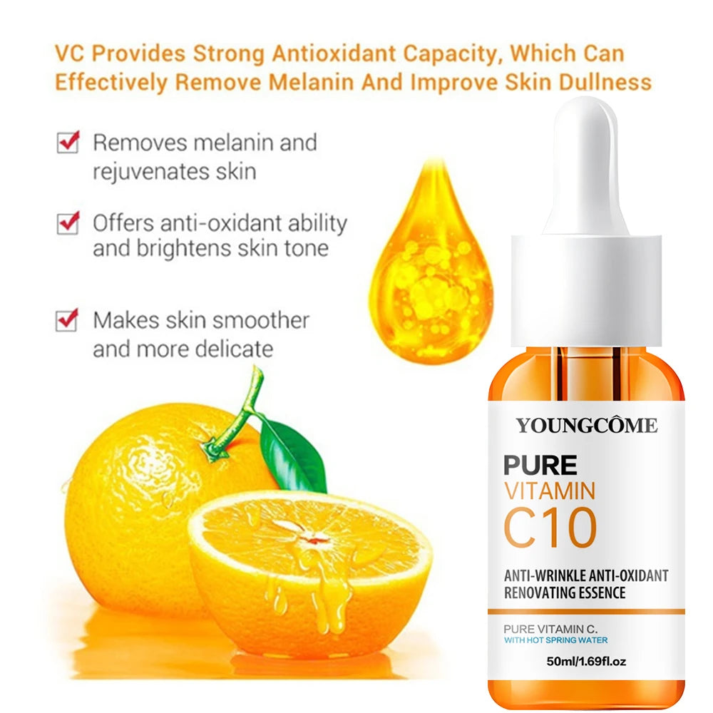 Vitamin C Facial Essence Hyaluronic Acid Dark Skin Brighten Serum Fade Fine Lines Moisturizing Repair Dull Serum Face Skin...
