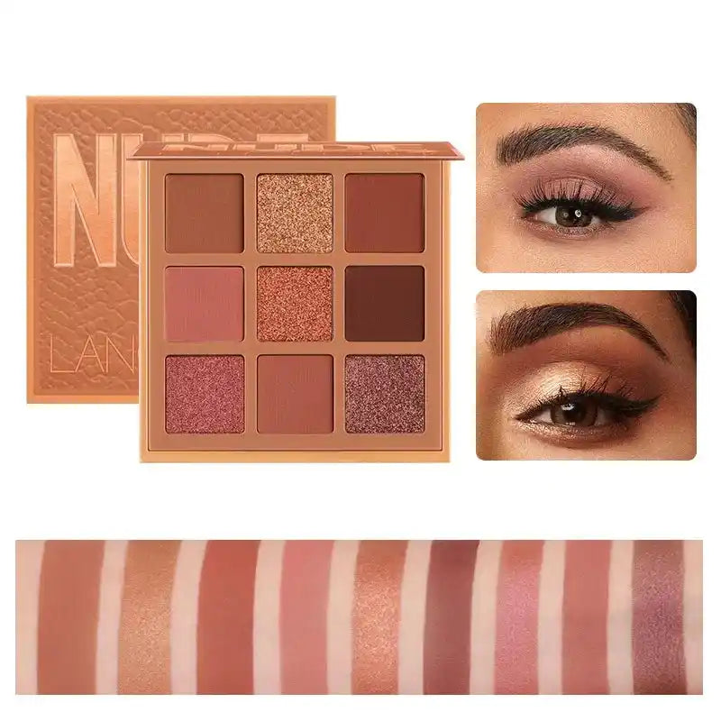 9 Colors Nude Eyeshadow Powder Makeup Palette Matte Shimmer Eye Pigmented Powder Make Up New Warm Earth Color Eyeshadow Au...