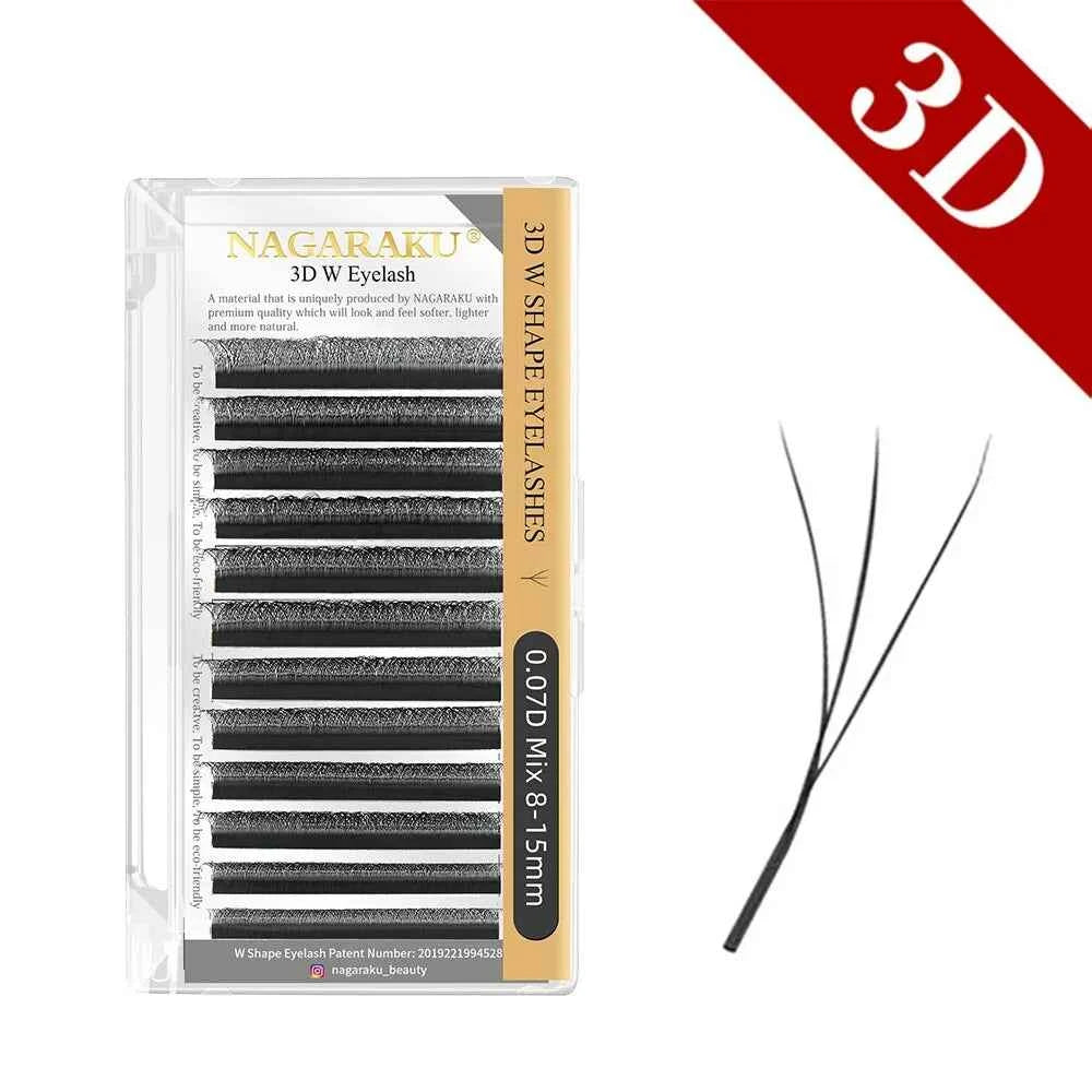 NAGARAKU 3D 4D 5D 6D W Shape Premade Fans Automatic Flowering Eyelash Extensions Natural Soft Light Full Dense Black 3D Ey...