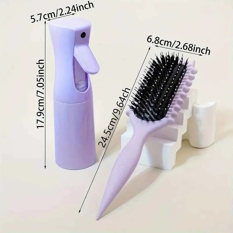 1/2pcs Hair Beauty Set Detangling Candy Brush with Continuous Spray Bottle Soft Curly Hair Care Brush Kit Salon Styling To...