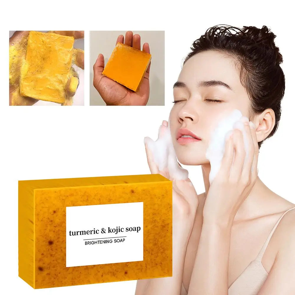 100g Turmeric Hand Made Soap, Lemon Kojic Acid Soap, Shower and Facial Soap  Deep Cleaning For Face Body Skin Care Aurora Glow Avenue