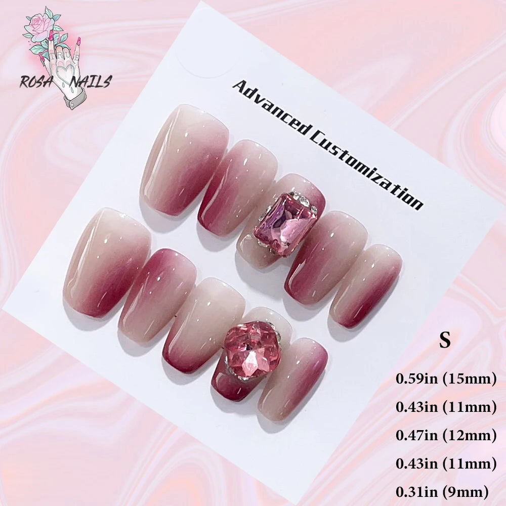 Silver Star Fake Nail Pressons Short Square Clear Rhinestones Punk Tip Saturn Stars False Tips Presson Y2k Black Press on Nails S (No.24485)