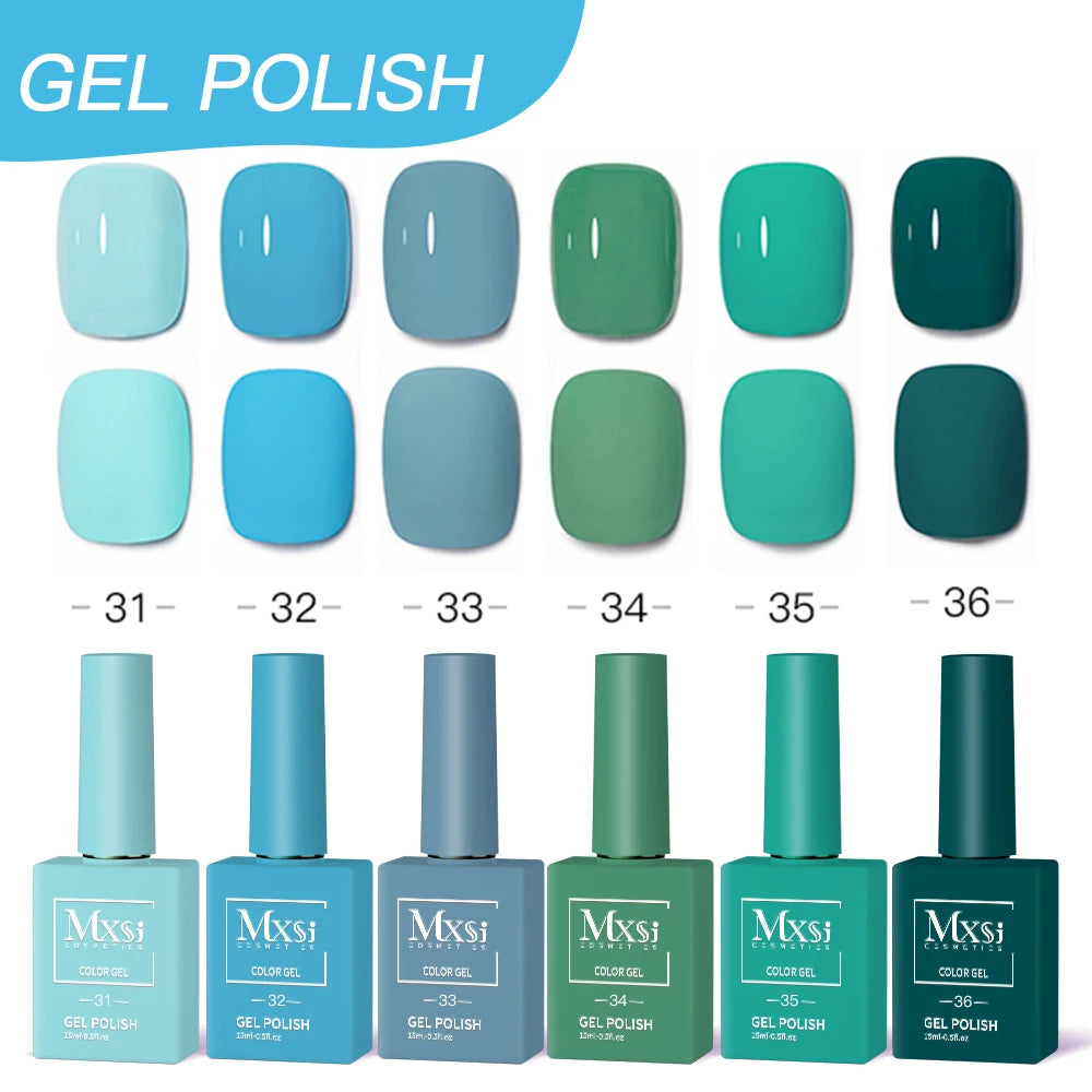 Mxsi 60 Colors Nail Gel Polish 15ml Vernis Semi Permanent Nail Art Manicure Soak Off DIY LED UV Gel Nails Polish Nail Supplies 6PCS MXSI 60-31-36