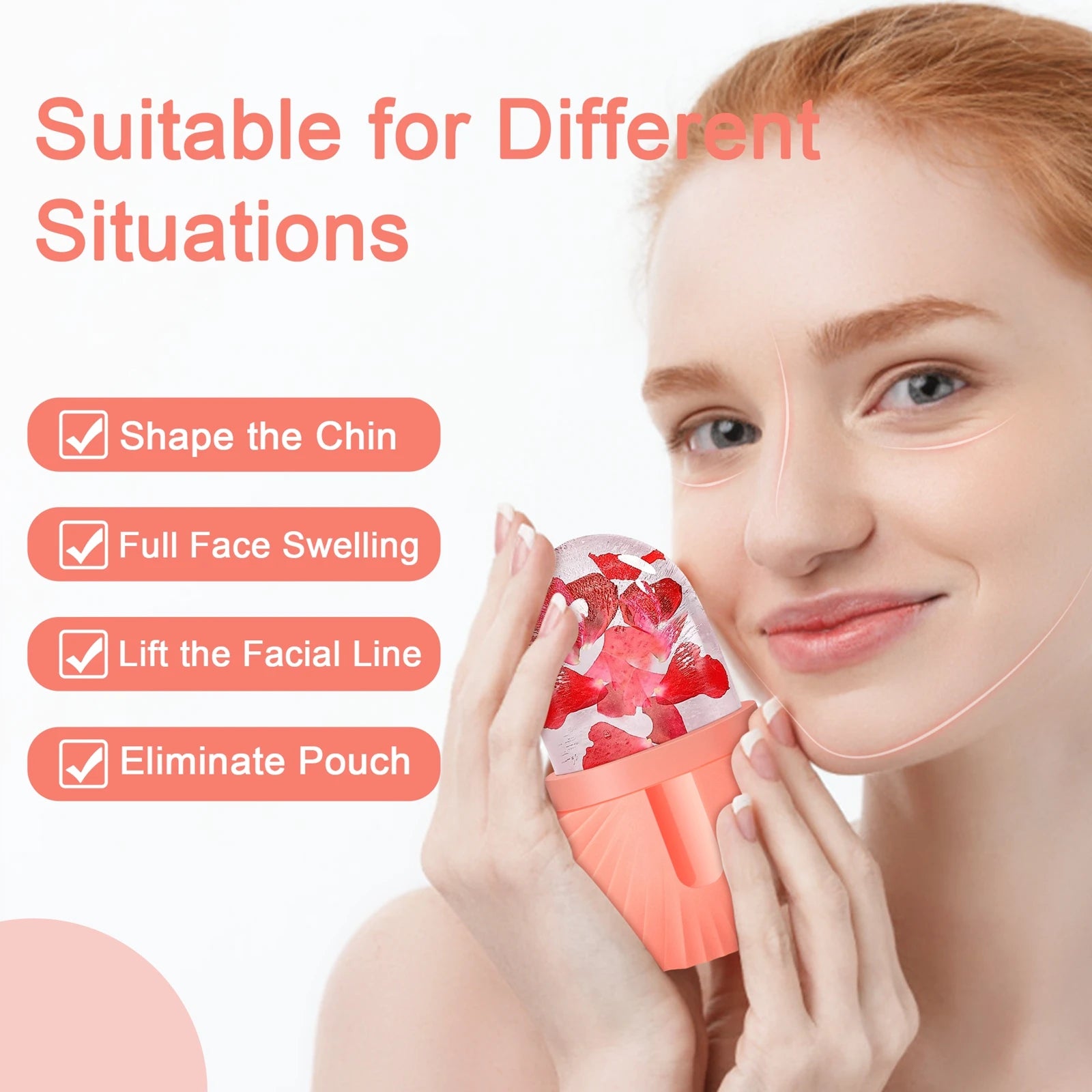 Silicone Ice Cube Trays Beauty Lifting Face Massager Contouring Eye Roller Facial Treatment Reduce Acne Skin Care Tool - 
