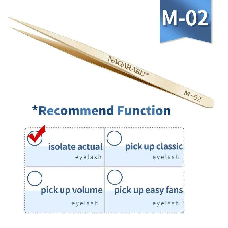 NAGARAKU Eyelash Extension Tweezers Makeup Stainless Steel Eyelash 3D accurate Clip M-02 - 