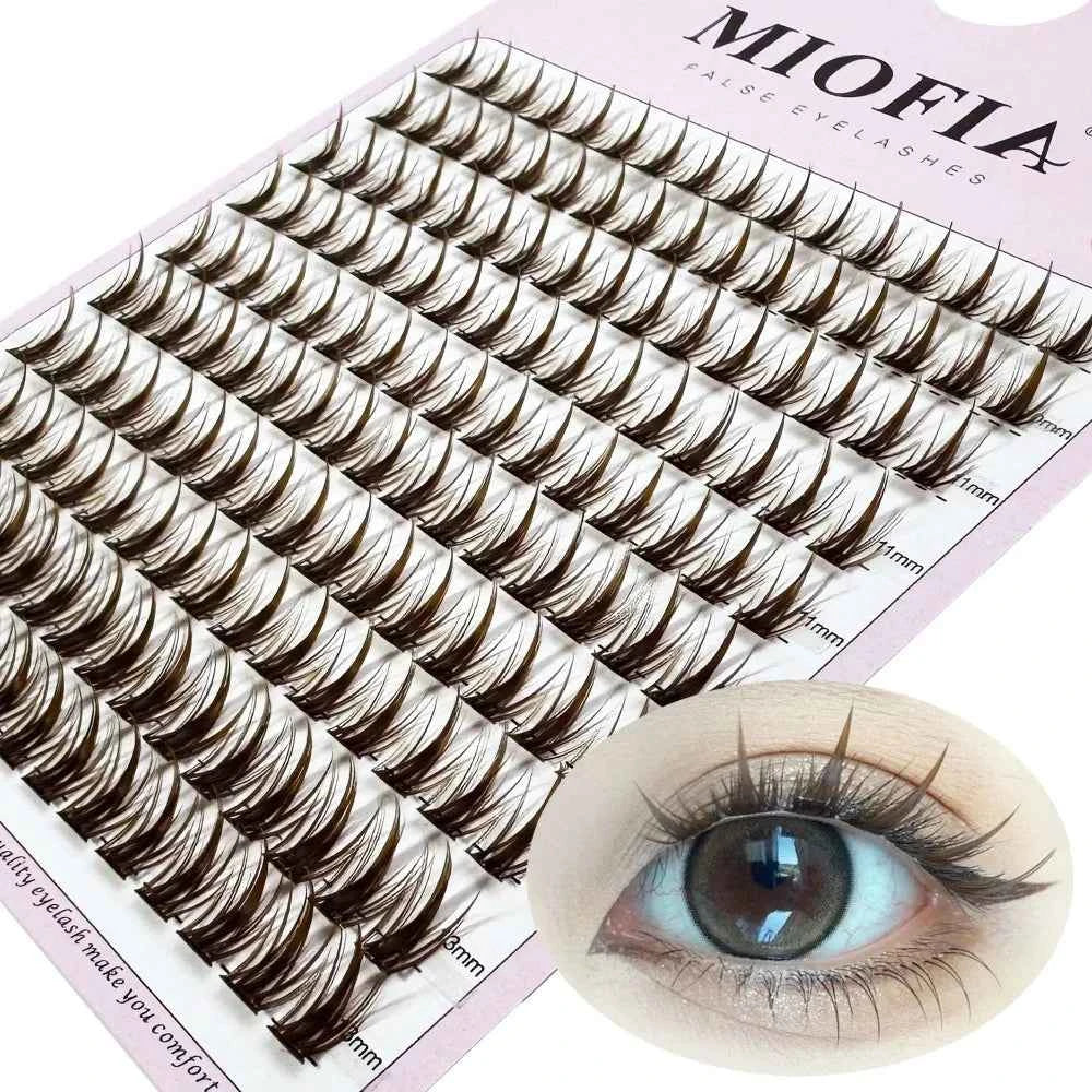 10 row anime lashes Cosplay lash natural wispy Natural Mink Eyelashes 3D individual manga eyelash clusters Makeup tools Brown