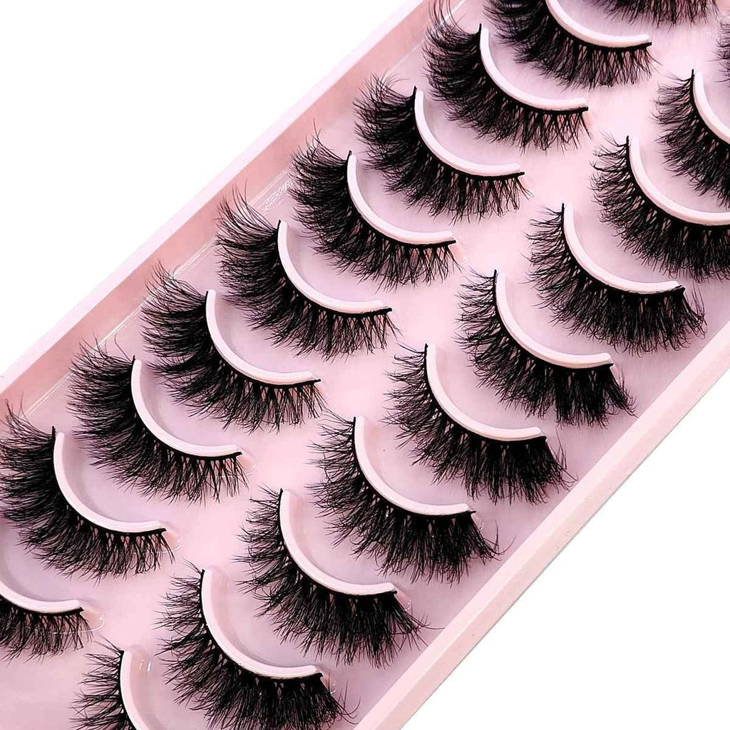 10 Pairs Faux Mink Eyelashes Handmade False Eyelashes Natural Nude Makeup Simulation Cross Messy Eye 3D Curly Eyelashes 10 pairs FA-13
