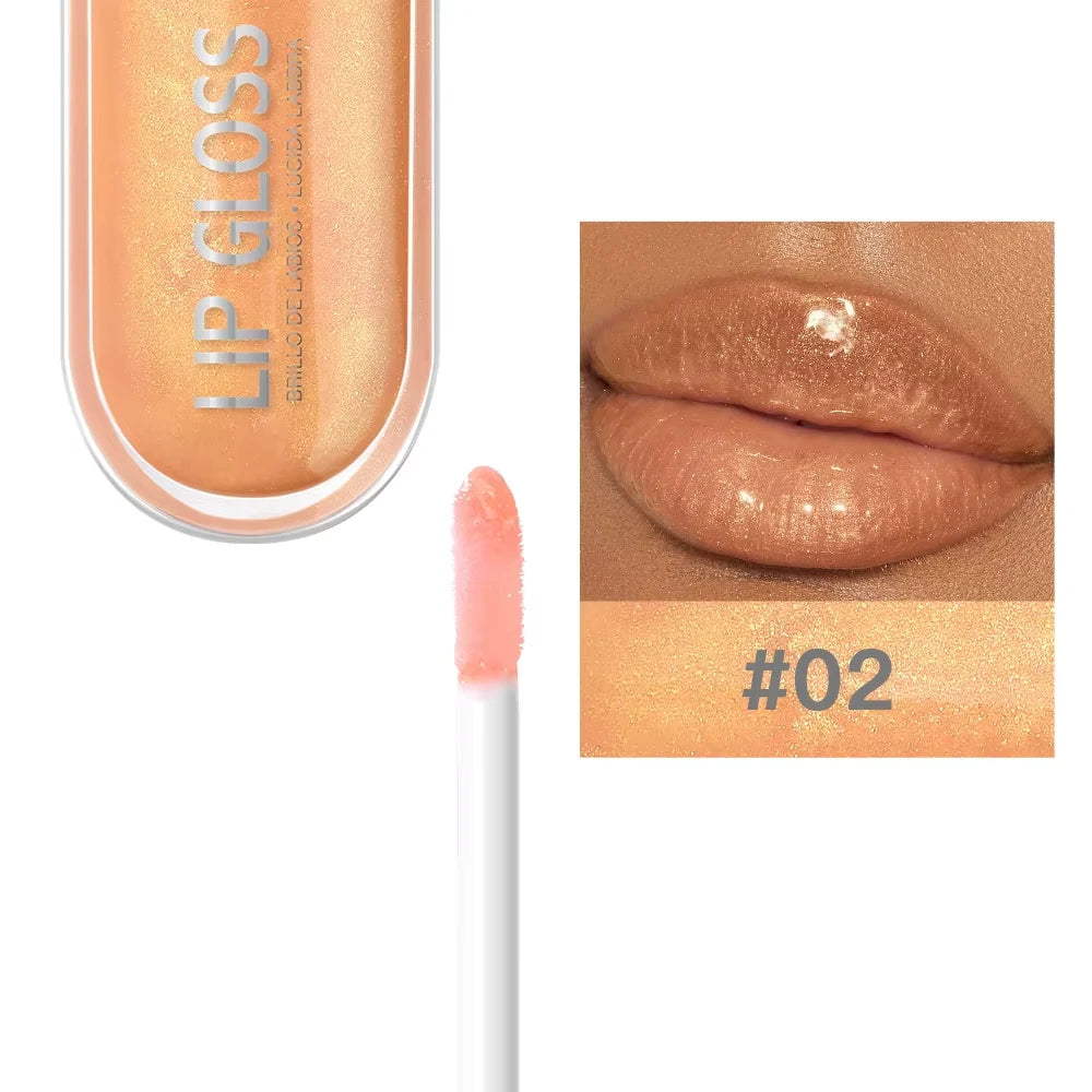 USHAS 12 colors mirror fine flash liquid lipstick pearlescent color waterproof sweatproof non-stick cup lip gloss 24314-02 - 