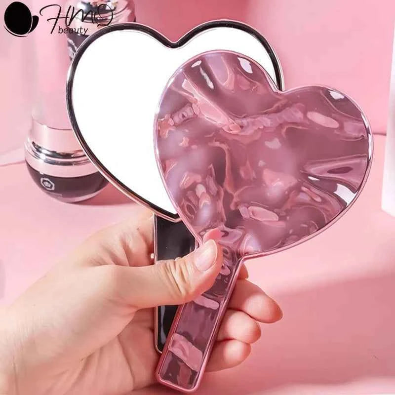 Eyelash Extensions Handheld Mirror Heart Shape Vanity Mirror SPA Salon Personalized Makeup Mirrors With Handle Make Up Tools