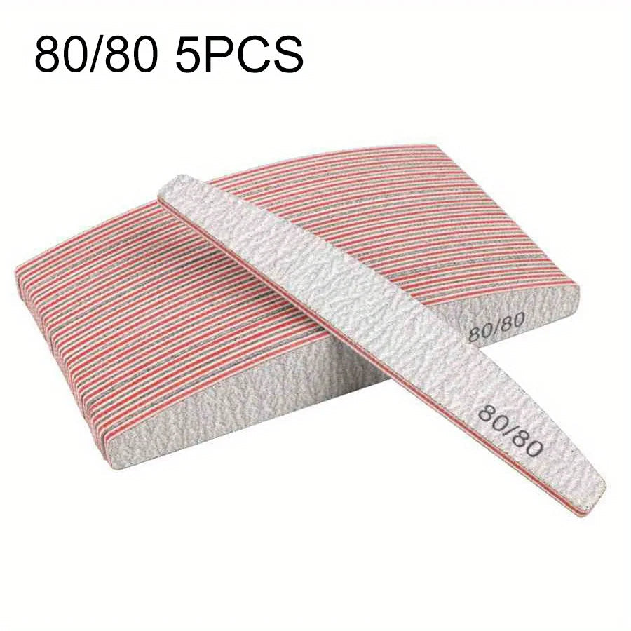 1/3/5/10Pcs Professional Nail File 80/100/150/180/240 Sandpaper Strong Thick Sanding Half Moon Lime nail accessories and Tools.