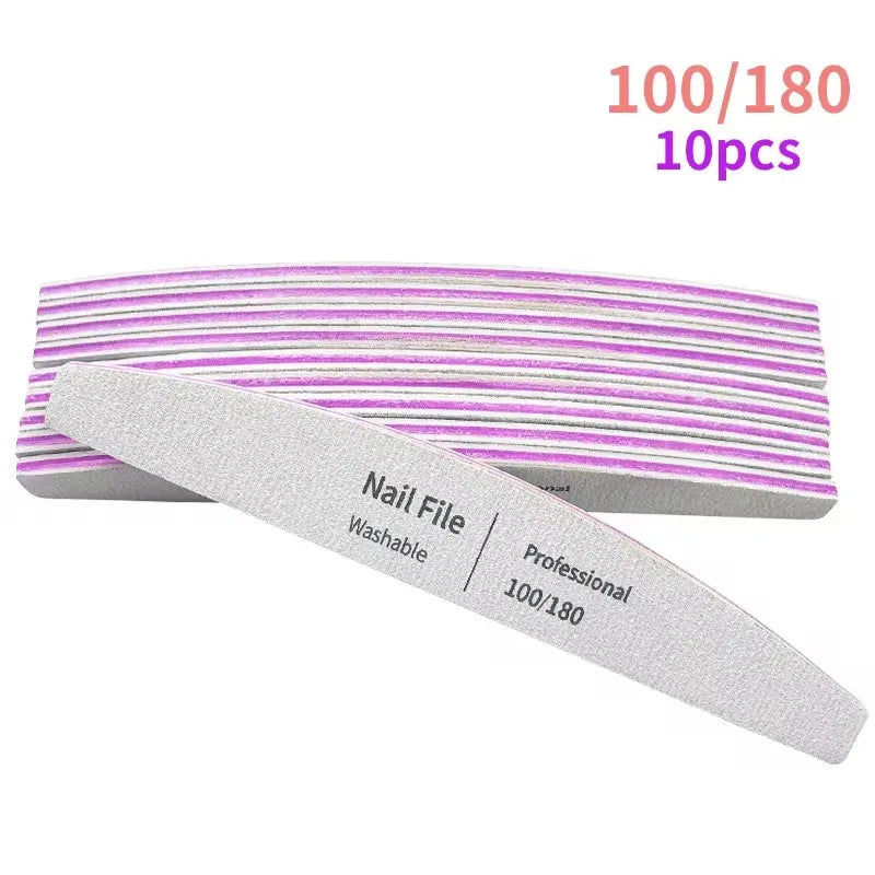 Nail File 100 to 180 Professional Tools Emery for Manicure Lime 240 Sandpaper Gel Polishing Files for Nails Buffers Set Po...