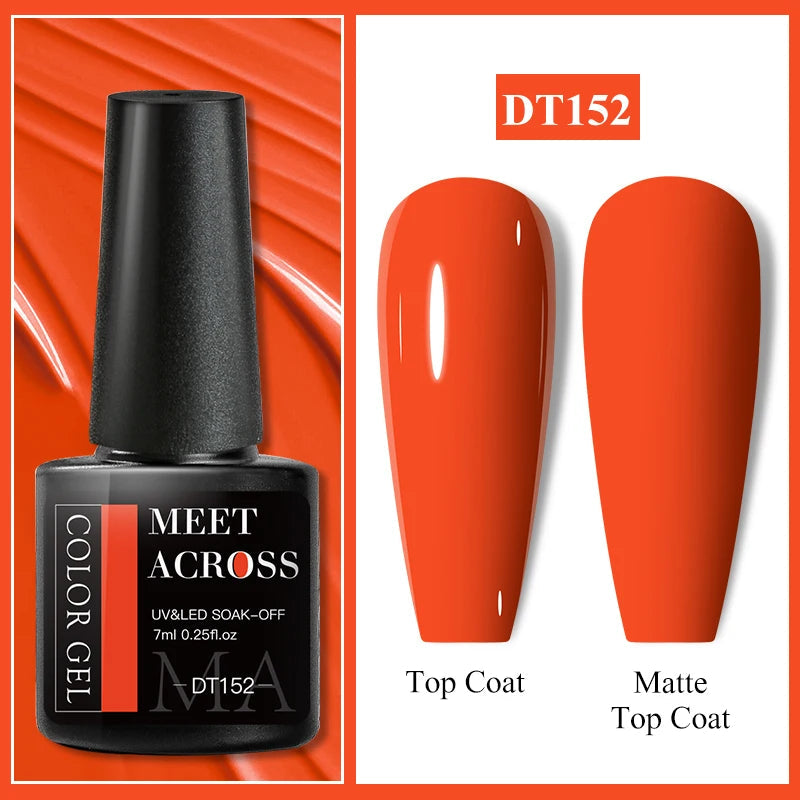 MEET ACROSS 7ml Popular Series Nail Gel Polish 140 Colors Soak Off UV/LED Long Lasting Nail Art Gel Varnish for Manicure N...