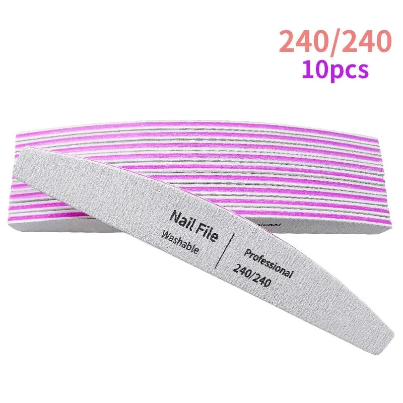 Nail File 100 to 180 Professional Tools Emery for Manicure Lime 240 Sandpaper Gel Polishing Files for Nails Buffers Set Po...