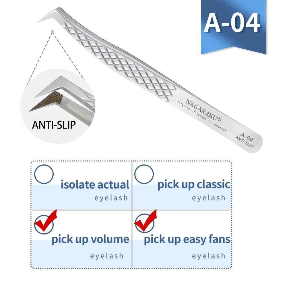 NAGARAKU Eyelash Extension Tweezers Makeup Stainless Steel Eyelash 3D accurate Clip A-04 - 