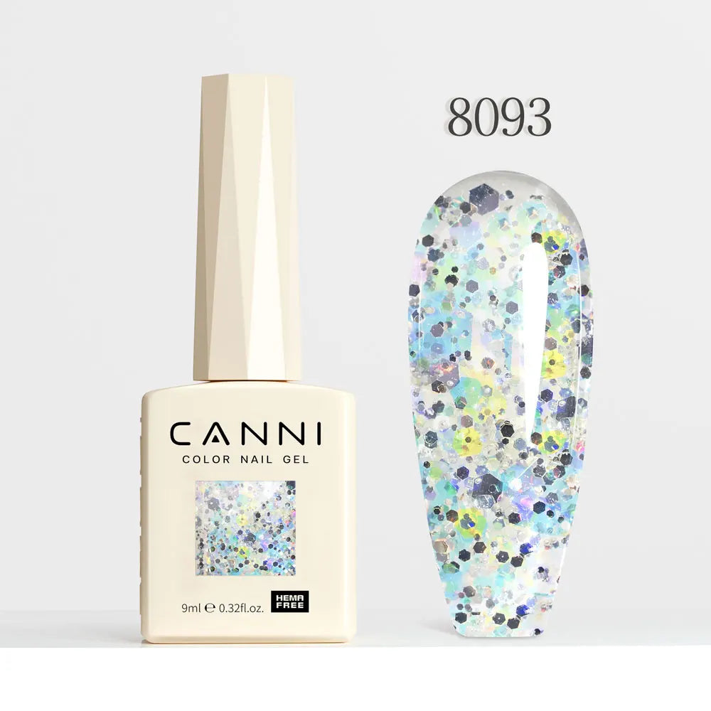 #8013 CANNI Nail Gel Polish Hema Free Super Glossy Glitter Cat Eye Gel Diamond Top Coat Semi Permanent Soak Off UV LED Varnish Aurora Glow Avenue