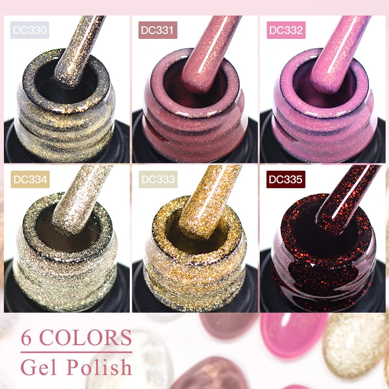 Mtssii 7ml Red Glitter Gel Nail Polish Sequins Shiny Manicure Semi Permanent Base Top Coat Soak Off LED UV Nail Art Gel Varnish