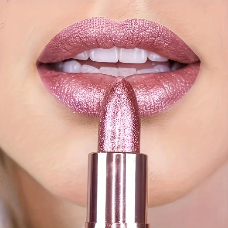 Rose smoke powder, bright starry sky, glossy velvet texture, durable, make your lips shiny, waterproof, anti-fouling. - 