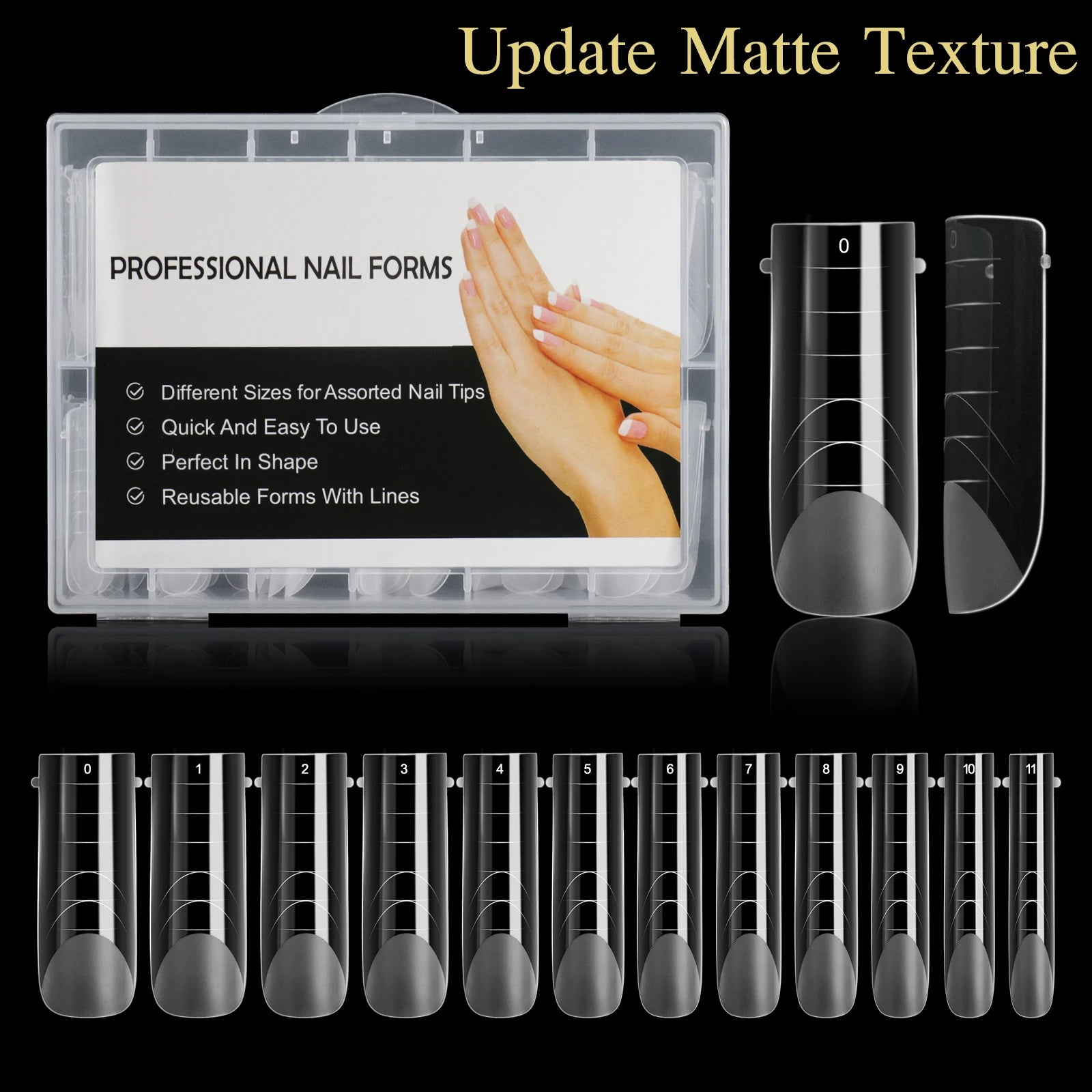NEW Stiletto Coffin Clear Dual Forms False Tips Quick Building Gel Mold Nail System Full Cover Nail Extension Forms Top - 
