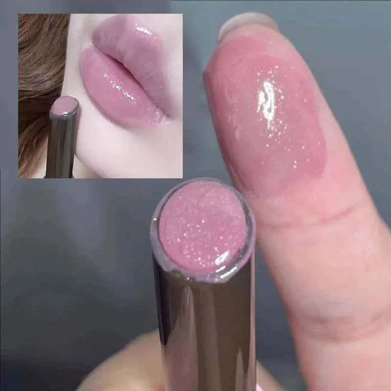 Very Beautiful Gray Purple Shimmering Glass Jelly Moisturizing Lipstick Lasting Non Stick Mirror Gloss Lipstick Lip Gloss ...