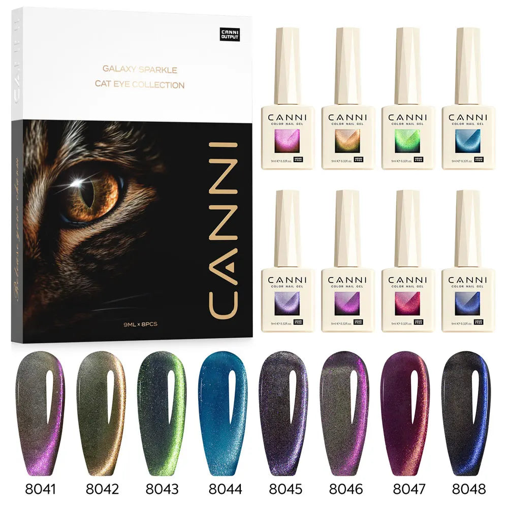 #8013 CANNI Nail Gel Polish Hema Free Super Glossy Glitter Cat Eye Gel Diamond Top Coat Semi Permanent Soak Off UV LED Varnish Aurora Glow Avenue