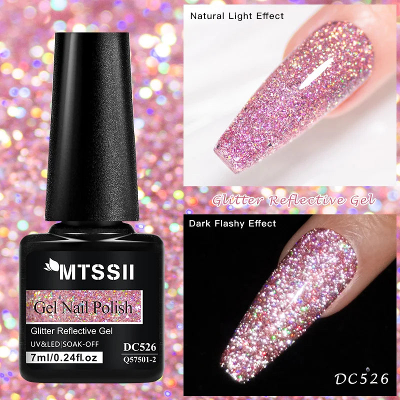 Mtssii 7ml Red Glitter Gel Nail Polish Sequins Shiny Manicure Semi Permanent Base Top Coat Soak Off LED UV Nail Art Gel Varnish Q57501-2