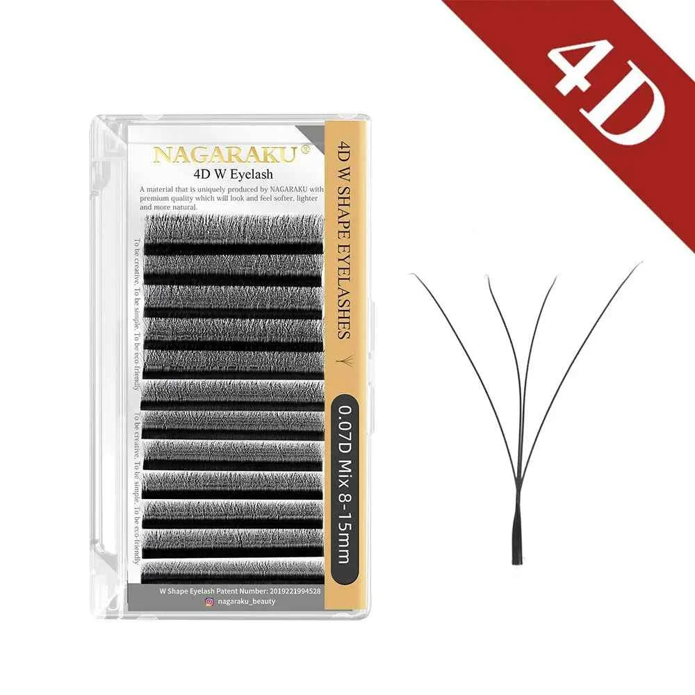NAGARAKU 3D 4D 5D 6D W Shape Premade Fans Automatic Flowering Eyelash Extensions Natural Soft Light Full Dense Black 4D Ey...