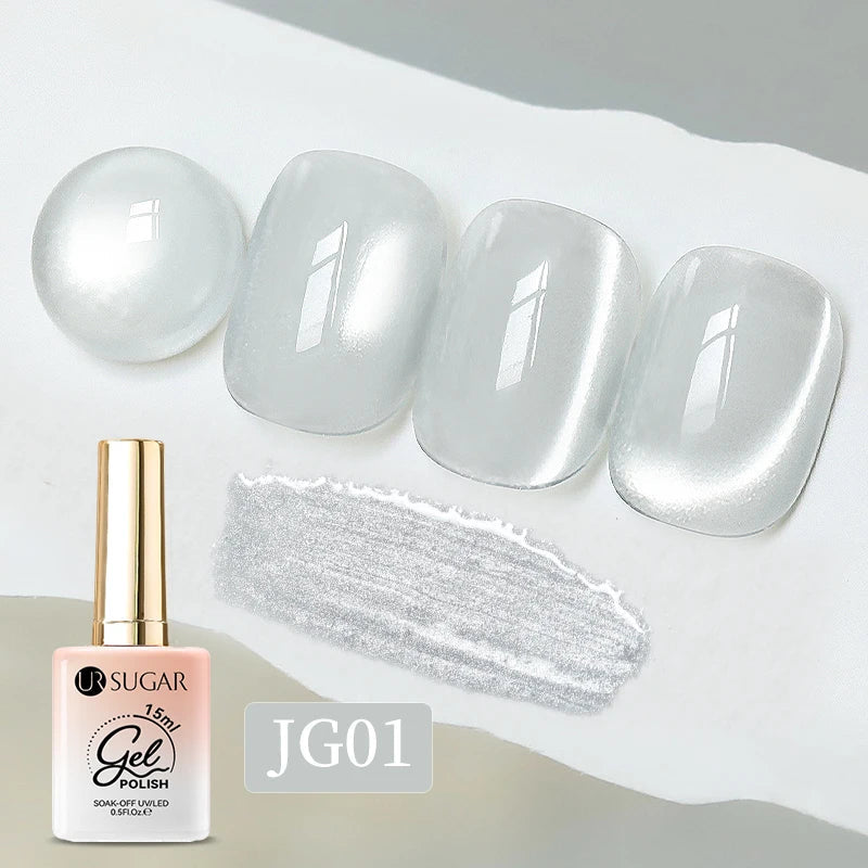 UR SUGAR 15ml Water Light Cat Magnetic Gel Nail Polish Champagne Semi Permanent Soak Off UV Gel Crystal Varnis Nail Art Manicure JG01