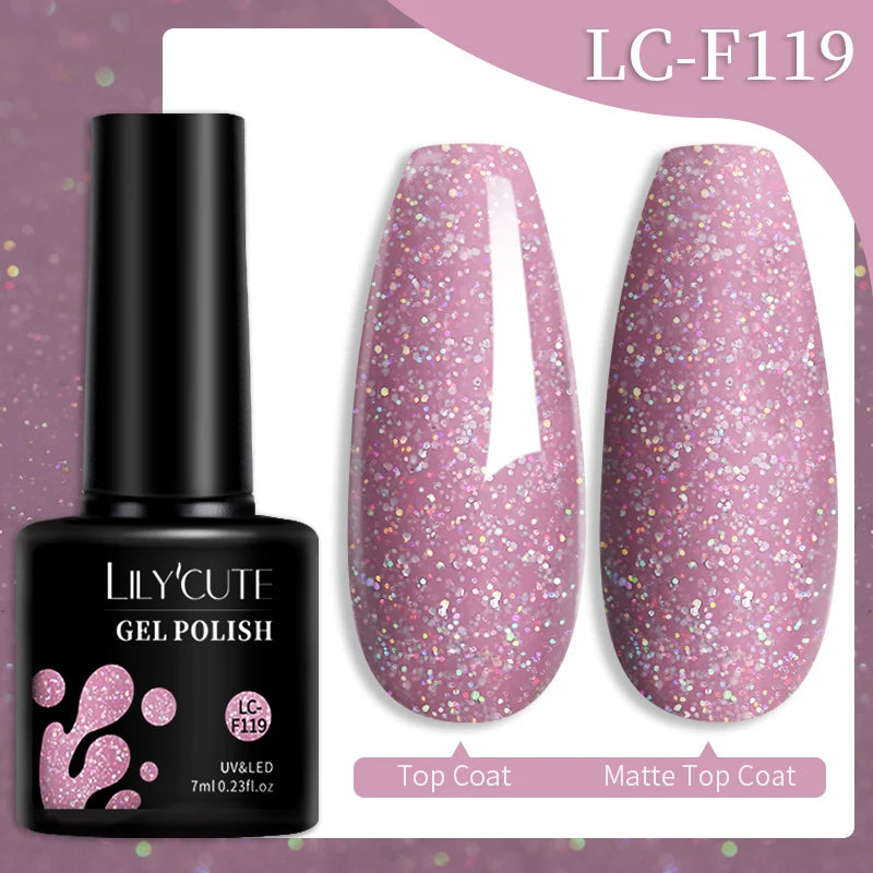 LILYCUTE 7ML Colorful Gel Nail Polish 129 Colors Long Lasting For Manicure Semi Permanent Base Top Coat Nail Art UV Gel Va...